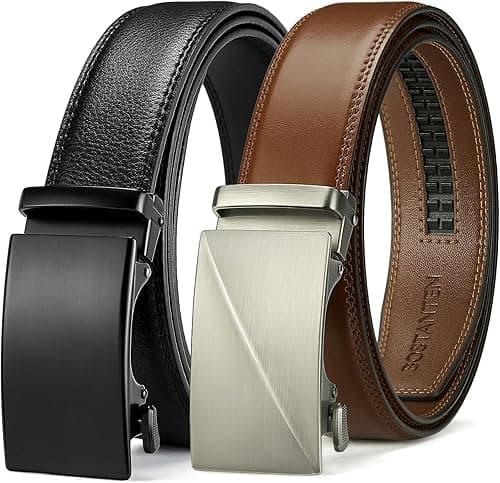 BOSTANTEN Mens Belt Leather 2 Pack Ratchet Belt For Men Dress and Casual with Adjustable Buckle, Trim to Fit on Amazon.ae - Price Tracker