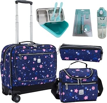 WIRES School Bag 6-Piece Set All-in-One8 Wheels Rolling Backpack with Pencil Case, Lunch Bag, and Trolley, Water Resistant Wheeled bag for School, College, Office-Unisex (W24582) on Amazon.ae - Price Tracker