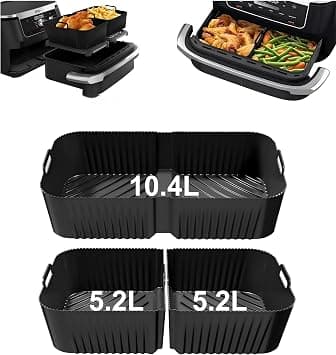Silicone Air Fryer Liners 3 Pack for Ninja FlexDrawer 10.4L, 1 Large and 2 Small Reusable Liners for AF500ME AF500EU, COSORI 10L and Dual Zone Air Fryers, BPA-Free Heat-Resistant Air Fryer Accessories on Amazon.ae - Price Tracker
