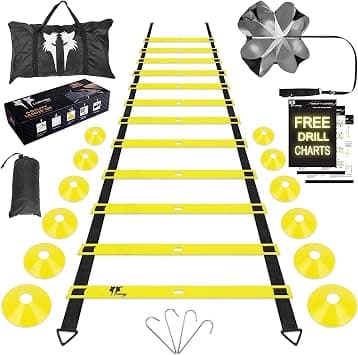20ft Agility Ladder & Soccer Training Equipment, to Boost Fitness & Increase Quick Footwork, with Speed Parachute, Speed Cones, Carry Bag & Drill Charts on Amazon.ae - Price Tracker