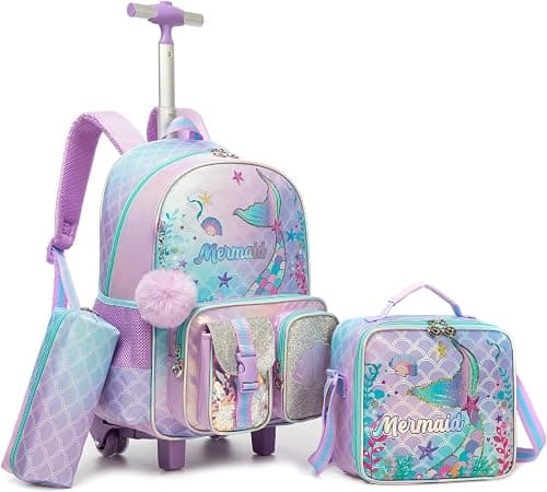 HTgroce Kids Toddler Rolling Backpack with Wheels for Girls Roller Backpack for Kids with Lunch Box 3pcs على Amazon.ae - متتبع الأسعار