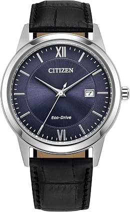 Citizen Men's Classic Eco-Drive Leather Strap Watch, 3-Hand Date - دليلك لأفضل العروض