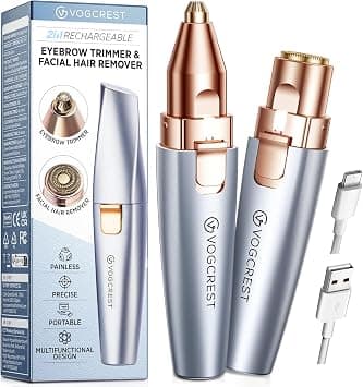 Rechargeable Eyebrow Trimmer & Facial Hair Remover for Women, 2 IN 1 Eyebrow Razor and Flawless Hair Remover, Eyebrow Lips Nose Body Facial Hair Removal for Women with Built-in LED Light (Sky Blue) on Amazon.ae - Price Tracker