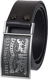 Levi's mens Leather Belt With Plaque Buckle Belt (pack of 1) - Best Deal Finder