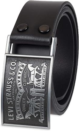 Levi's mens Leather Belt With Plaque Buckle Belt (pack of 1) - Best Deal Finder