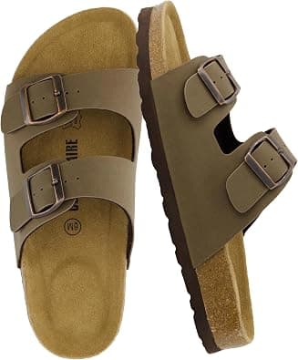 CUSHIONAIRE Lane Cork Footbed Sandals for Women – Comfortable Double Buckle Slip-On with Genuine Suede Footbed & Arch Support Slides for Women Footwear - Best Deal Finder