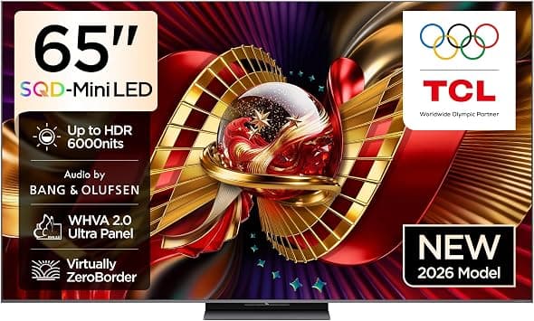 تلفزيون 65C8L ذكي بدقة 4K تقنية SQD ميني ليد بألوان كوانتوم فائقة HDR للألعاب وجوجل TV بمعدل تحديث حقيقي 144Hz وصوت بانج اند اولفسن/دولبي اتموس جيم ماستر من تي سي ال (إصدار 2026)/65 بوصة - متتبع أسعار Amazon.sa