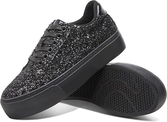 Jeekopeg Glitter Platform Sneakers Women Casual Sequin Sparkly Shoes Bling Thick Sole Walking Shoes Shiny Sequin Wedding Sneakers for Lady on Amazon.ae - Price Tracker