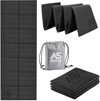 Allure Sphere Foldable Yoga Mat - Non Slip Double Sided, Lightweight, Eco-Friendly Exercise Mat - Portable With Carrying Bag Perfect For Gym, Home and Travel Workouts - Best Deal Finder