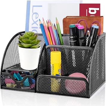 KASTWAVE Mesh Desk Organizer, Office Desk Organizer and Accessories, All in One Desk Organizer Pencil Holder with Drawer, Desktop Organizer with More Space for Office Supplies and Desk on Amazon.ae - Price Tracker