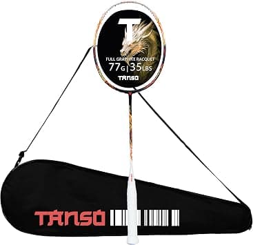 TANSO Wild Fire Full Graphite Ultra Light Weight Carbon Fibre Strung Badminton Racket (35 Lbs Tension,6.5mm ultra slim shaft, 77 Grams, Strung with premium strings and full racquet cover) (Aggressive على Amazon.ae - متتبع الأسعار