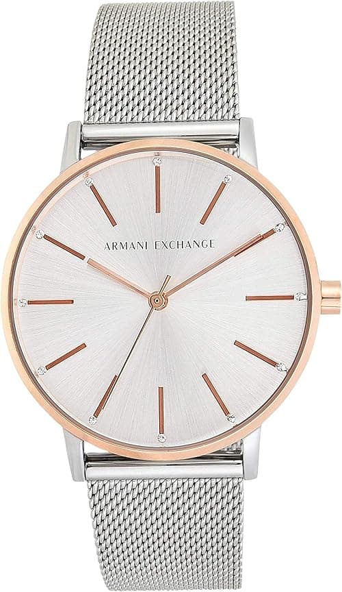 Armani Exchange Three-Hand Stainless Steel Women's Watch, 36mm case size, stainless steel mesh strap on Amazon.ae - Price Tracker