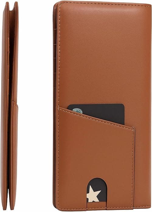 Alldaily Bifold Long Slim Wallets for men, Leather RFID Blocking Credit Card Holder with ID Window on Amazon.ae - Price Tracker