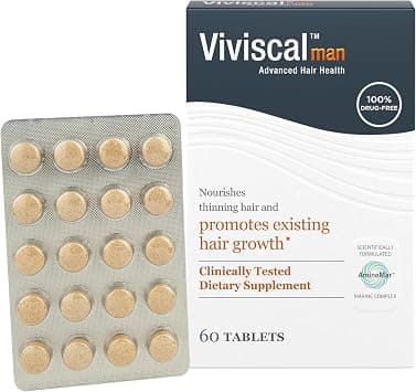 Viviscal Man Hair Growth Supplement for Men with Iron, Marine Collagen, Zinc, Vitamin C, Nourish Thinning Hair and Increase Hair Thickness, Hair Multivitamins for Men - Best Deal Finder
