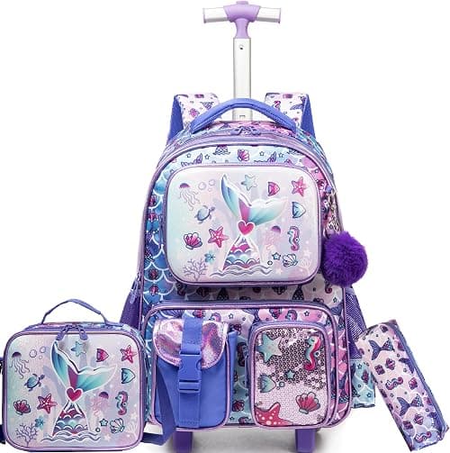 Meetbelify Bowknot Rolling Backpack for Gilrs Backpacks with Wheels Kids Wheeled Suitcase Luggage on Amazon.ae - Price Tracker