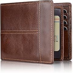 Mens Wallet RFID Genuine Leather Bifold Wallets For Men, ID Window 16 Card Holders Gift Box - Amazon.ae Price Tracker