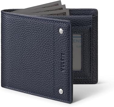 VULKIT Men's Wallet Genuine Leather RFID Blocking Bi-fold Wallets with Double ID Window Everyday Carry Wallet Gift for Mens on Amazon.ae - Price Tracker