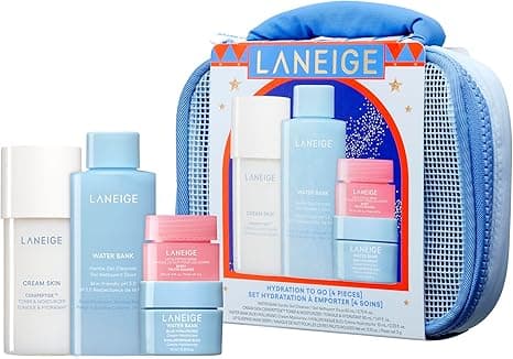LANEIGE Hydration To Go Set: Skincare Gift Set for a Barrier-Boosting Cleanse, Deep Hydration, & Soft Nourished Lips in a Beauty Pouch on Amazon.ae - Price Tracker