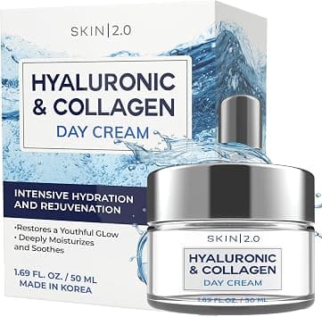 Skin 2.0 Hyaluronic Acid & Collagen Face Moisturizer – Deep Hydration, Firming & Anti-Aging Day Cream For Dry Skin – Dermatologist Tested, Korean Skin Care For All Skin Types, Clean Beauty – 1.69 Oz على Amazon.ae - متتبع الأسعار