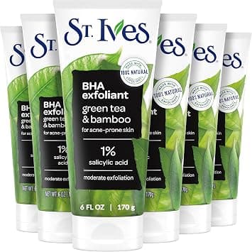 St. Ives Blackhead Clearing Face Scrub, Clears Blackheads & Unclogs Pores, Green Tea & Bamboo, Salicylic Acid Acne Treatment Facial Scrub, Moderate Exfoliator with Natural Exfoliants 6 oz, 6 Pack - Best Deal Finder