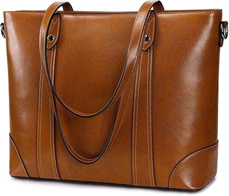 S-ZONE Leather Tote Bag for Women Office Shoulder Handbag 15.6 Inch Work Laptop Briefcase على Amazon.ae - متتبع الأسعار