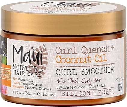 Maui Moisture Curl Quench + Coconut Oil Hydrating Curl Smoothie, Creamy Silicone-Free Styling Cream for Tight Curls, Braids, Twist-Outs & Wash & Go Styles, Vegan & Paraben-Free, 12 oz on Amazon.ae - Price Tracker