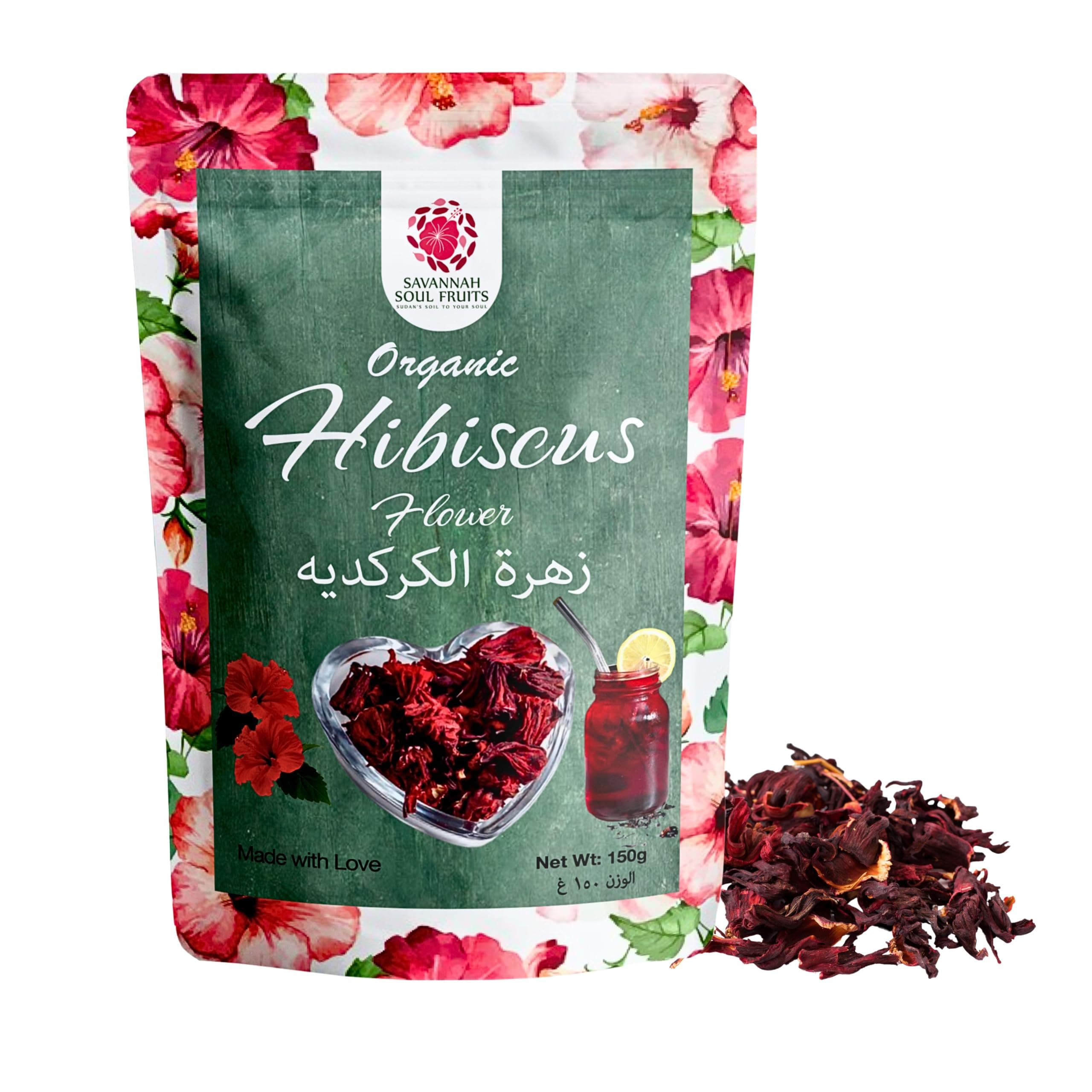 Savannah Soul Organic Dried Hibiscus Flowers, 150g – Contains Antioxidants & Vitamin C, Herbal Tea for Wellness, Digestion & Healthy Lifestyle, Caffeine-Free, Vegan, Non-GMO, No Added Preservatives on Amazon.ae - Price Tracker
