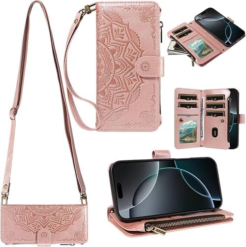 Zipper Wallet Case for Motorola Moto G67/G77 5G,Embossed Mandala Totem Flower PU Leather Crossbody Cover with 9 Card Slots Wrist Strap Shoulder Lanyard Phone Bumper على Amazon.ae - متتبع الأسعار