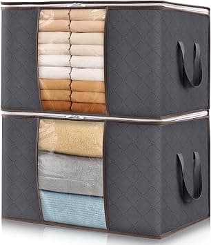 Lifewit 2 Pack Clothes Storage Bags, Foldable Storage Box Moving Bags Wardrobe Storage Organiser Packing Boxes for Moving House with Clear Window for Clothing Bedding Blankets, Grey - Amazon.ae Price Tracker
