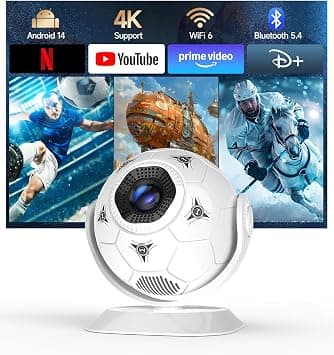 Magcubic Projector 4K Supported, Native 720P, WiFi 6 & Bluetooth 5.4 | Built-in Android 14, Auto Keystone Correction, 360° Ceiling Projection for Home, Compatible with HD, USB, Phone & TV Stick على Amazon.ae - متتبع الأسعار