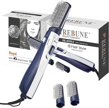 REBUNE 1200W Upgraded RE-2025-2 Hair Styler Hair Dryer Blow Brush 3 In 1 Hot Air Brush Hair Straightener And Curler Volumizer على Amazon.ae - متتبع الأسعار