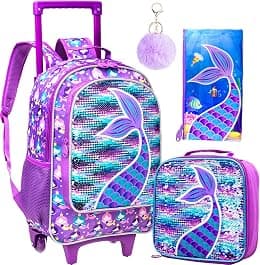 Rolling Backpack for Girls and Boys, Wheeled Kids Bookbag - Elementary Luggage School Bag - Best Deal Finder