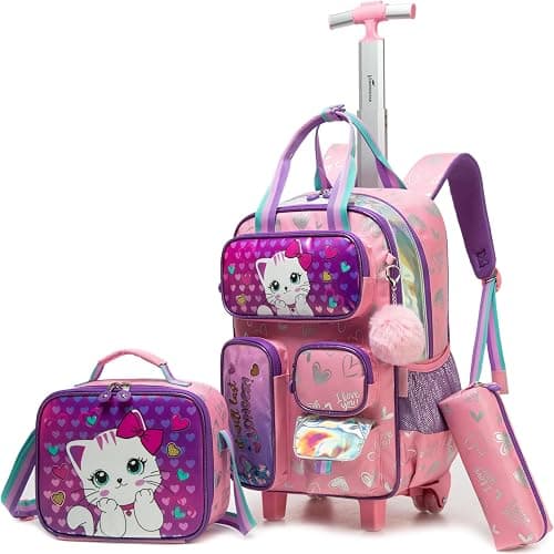 Rolling Backpack for Girls and Boys Backpack with Wheels Travel Luggage Suitcase على Amazon.ae - متتبع الأسعار