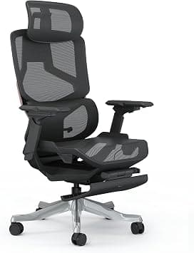 Skyland Ergonomic Office Chair - High-Back Mesh Design, 5D Armrests, Adjustable Lumbar Support & Footrest, Reclining & Seat Depth Adjustment - Executive Comfort for Long Work Hours (Black) على Amazon.ae - متتبع الأسعار