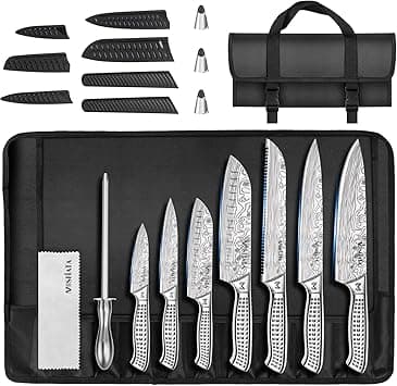MOSFiATA Kitchen Knife Set Stainless Steel 12-Piece Outdoor with Bag, Sharp Chef's Knife Ensemble, Finger Protection, Knife Sword Sleeves, Sharpening Rod, Oxford Transport Bag, Ideal for On the Go on Amazon.ae - Price Tracker