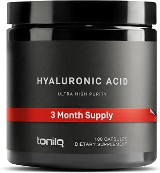 Toniiq Ultra High Purity Hyaluronic Acid Capsules - 95%+ Highly Purified and Highly Bioavailable - 275mg Formula - Non-GMO Fermentation - High Strength with Vitamin C - 180 Capsules - Amazon.ae Price Tracker