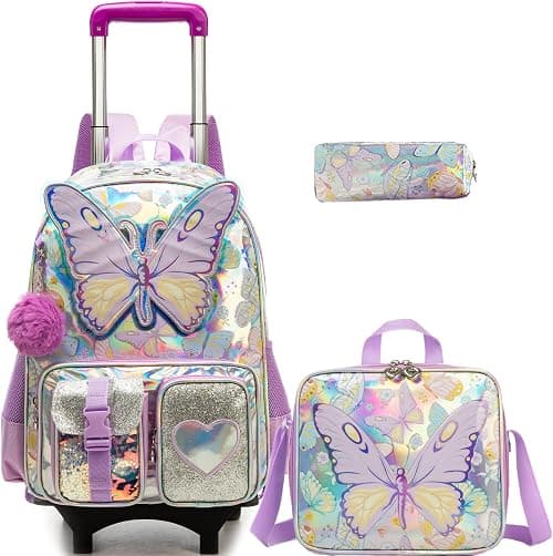 Meetbelify Girls Cute Backpack with Wheels for Elementary Students Kids Black Travel Luggage on Amazon.ae - Price Tracker