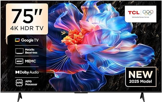 TCL 75P6K-UK 75" 4K Ultra HD, HDR TV, Smart TV Powered by Google TV (Dolby Audio, Voice Control, compatible with Google assistant, Chromecast built-in, 2025 New Model) on Amazon.ae - Price Tracker