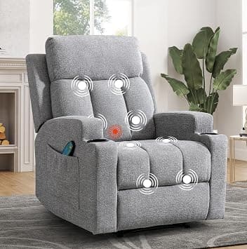 ANJ Manual Recliner Chair with Massage and Heat for Adults, Soft Fabric Massage Recliners with Two Cup Holders, Overstuffed Heavy Duty Reclining Sofa Chairs for Living Room - Amazon.ae Price Tracker