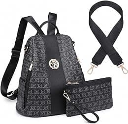 MKP COLLECTION Women Fashion Backpack Purse Multi Pockets Anti-Theft Rucksack Travel Shoulder Bag Handbag Set 2pcs - Best Deal Finder