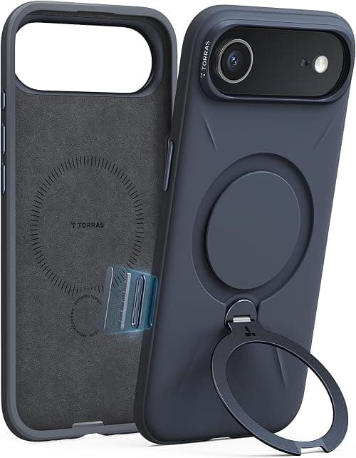 TORRAS Q3 Silicone for iPhone Air Case with Stand, Fit for MagSafe, 360 Magnetic Kickstand, Liquid Silicone Rubber Soft Phone Case for iPhone 17 Air with Camera Control, Deep Blue على Amazon.ae - متتبع الأسعار