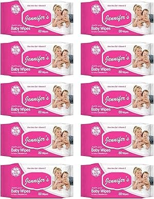 Jennifer's Baby Wipes 80's (Pack of 10) -Ultra Soft, Alcohol-Free, Extra Gentle, Aloe Vera Gel, Vitamin E, and Safe for Delicate Skin 800 Wipes - Amazon.ae Price Tracker