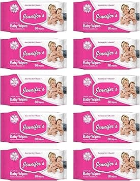 Jennifer's Baby Wipes 80's (Pack of 10) -Ultra Soft, Alcohol-Free, Extra Gentle, Aloe Vera Gel, Vitamin E, and Safe for Delicate Skin 800 Wipes - Amazon.ae Price Tracker
