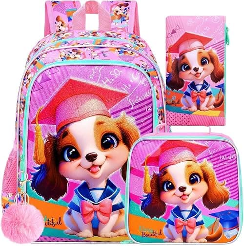 'gxtvo 3PCS Girls Backpack, 16'' Kids Bookbag with Lunch Box, Water Resistant School Bag for Elementary Prechool Toddler' on Amazon.ae - Price Tracker