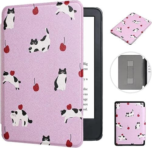 Case for 7" Kindle Paperwhite (12th Generation, 2024) & Kindle Colorsoft Signature Edition, Ultra Thin PU Leather Hard Protective Cover with Hand Strap for 7" E-Reader, Purple Cat on Amazon.ae - Price Tracker