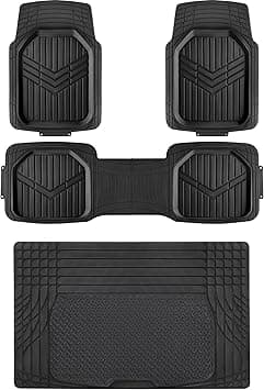 Amazon Basics 4-Piece All-Weather Protection Heavy Duty Rubber Floor Mats Set with Cargo Liner for Cars, SUVs, and Trucks，Black,Universal Trim to Fit - Amazon.ae Price Tracker