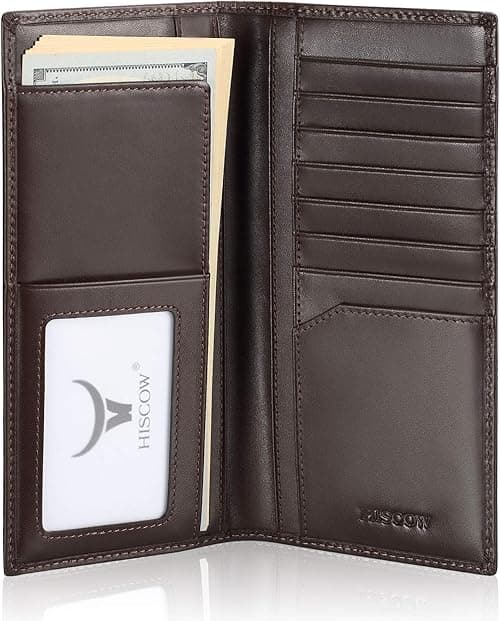 HISCOW Slim Leather Long Wallet for Men & Women, Italian Calfskin, Breast Pocket Wallet for Checkbook, Credit Cards on Amazon.ae - Price Tracker