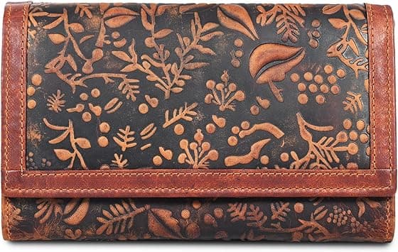 VALENCHI Leather Wallet For Women RFID Blocking Slim Minimalist Ladies Long Clutch Purse Organizer Credit Card Holder Slots with Zipper Pocket (Vintage Cognac) on Amazon.ae - Price Tracker