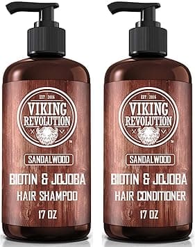 Viking Revolution Sandalwood Shampoo and Conditioner Set with Biotin and Jojoba Oil - Natural Hair Shampoo and Hair Conditioner for Men with Vitamin B5 (17 Oz) on Amazon.ae - Price Tracker