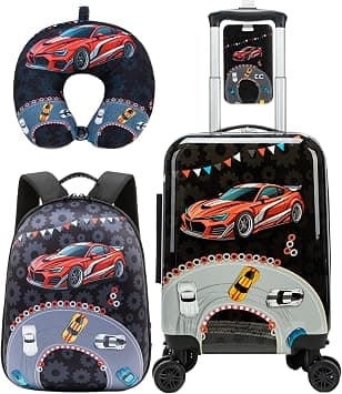 HTgroce 3-Piece Children's Suitcase Set for Girls – Hard Shell Case with 4 Wheels 360° – Includes Backpack, Neck Pillow & Suitcase Tag – Hand Luggage Trolley for Travel on Amazon - Best Deal Finder